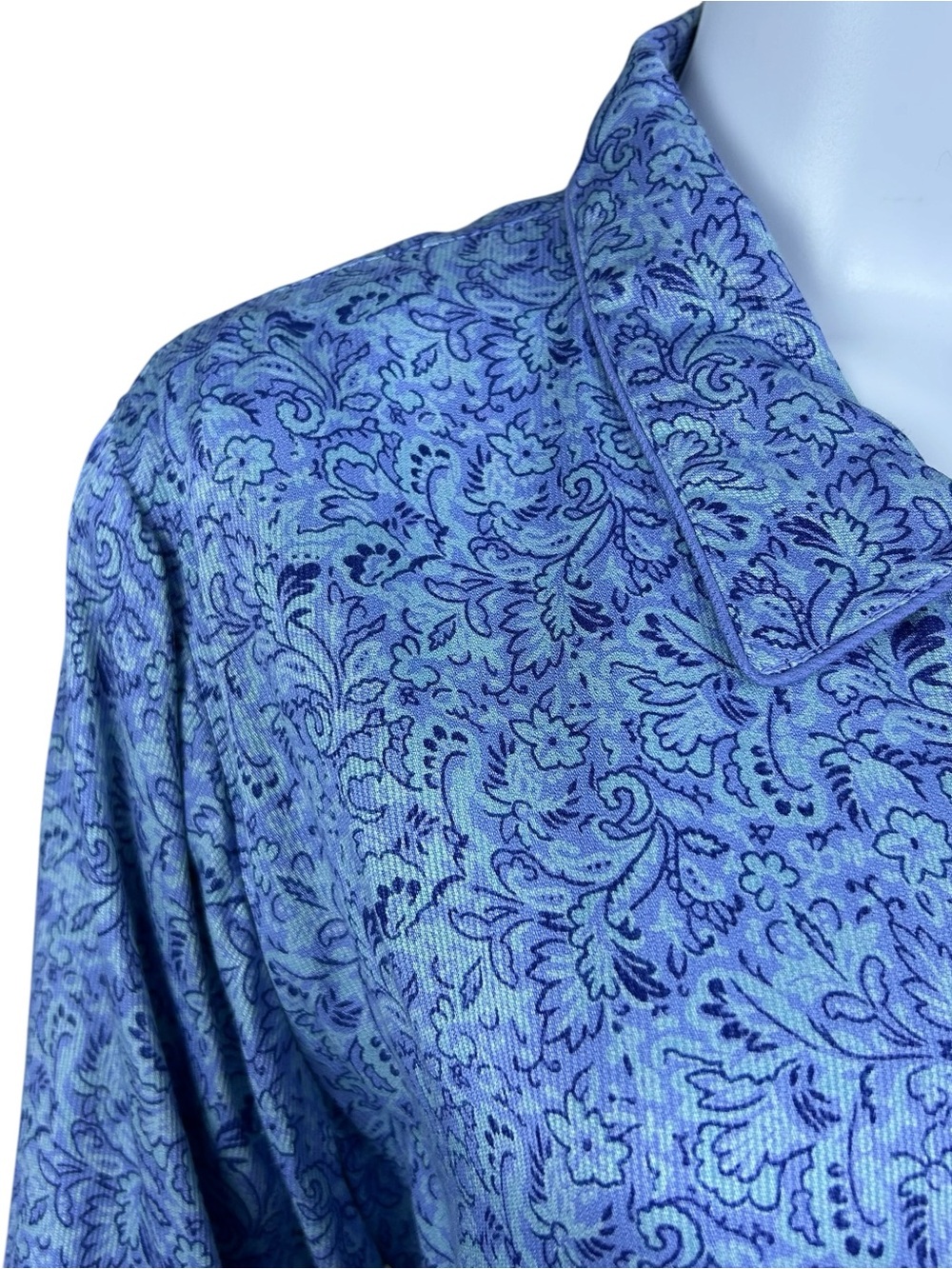 April Cornell Floral Maxi Shirt Dress Size L Rayon Blue Boho Cottagecore Country - Picture 8 of 16
